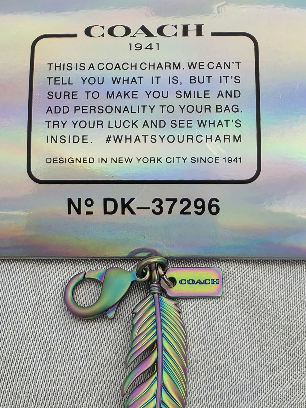 RARE Coach Iridescent Feather Charm Keychain DK-37296 - Picture 4 of 7